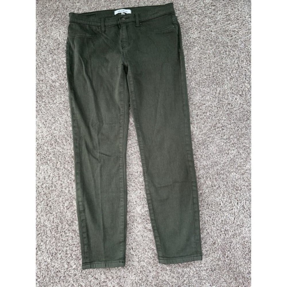 Lila Ryan duffel bag green skinny jeans pants zip button stretch camo‎ army 30
